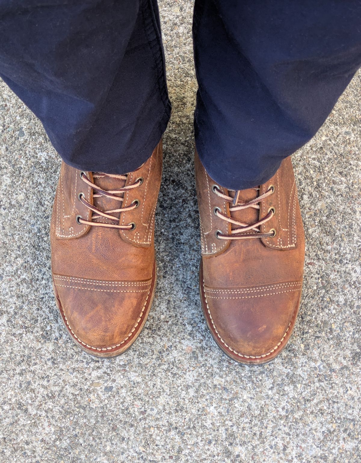 Photo by Mouse on October 29, 2025 of the Truman Cap Toe Boot in Gallun Cognac Teton Stag.