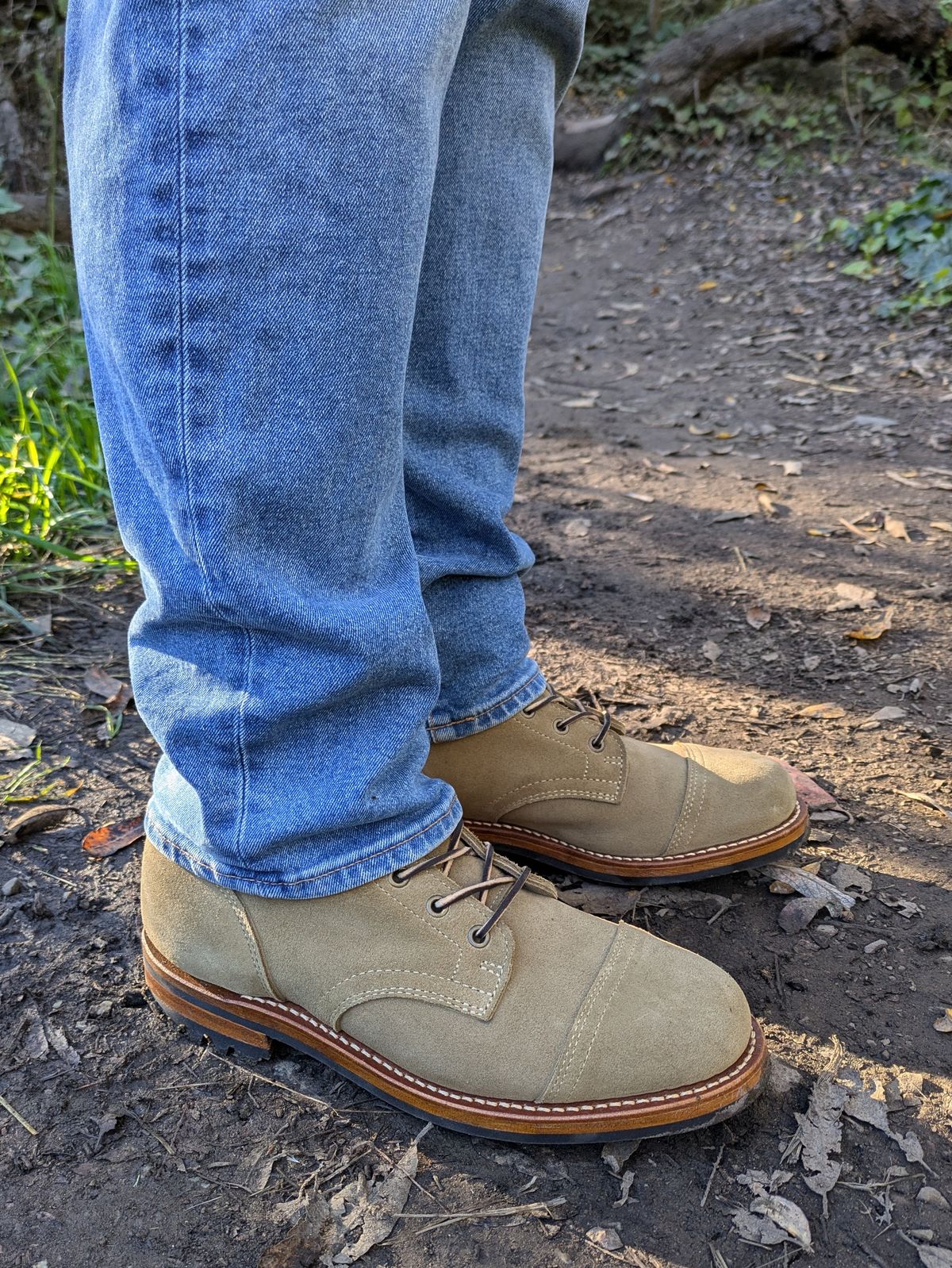 Photo by Mouse on November 27, 2024 of the Truman Cap Toe Boot in Coyote Roughout.