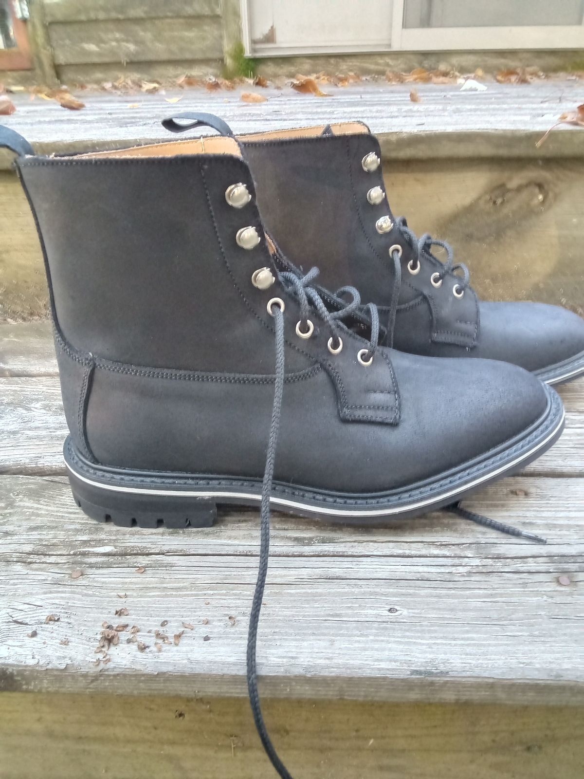 Photo by drew_gruff on October 1, 2025 of the Tricker's Burford Country Boot in C.F. Stead Black Waxy Commander Suede.