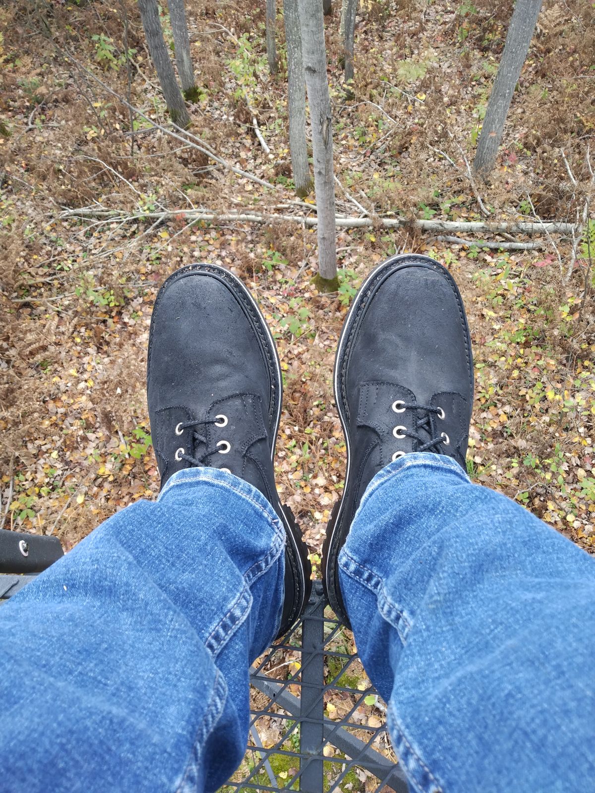 Photo by drew_gruff on October 11, 2025 of the Tricker's Burford Country Boot in C.F. Stead Black Waxy Commander Suede.