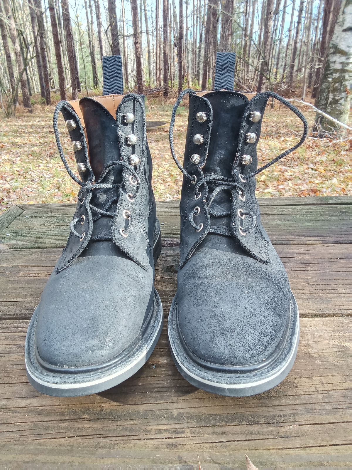 Photo by drew_gruff on November 3, 2025 of the Tricker's Burford Country Boot in C.F. Stead Black Waxy Commander Suede.
