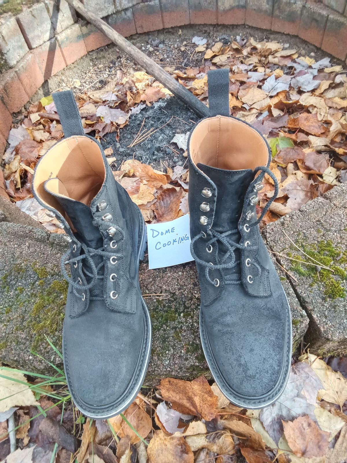Photo by drew_gruff on November 3, 2025 of the Tricker's Burford Country Boot in C.F. Stead Black Waxy Commander Suede.