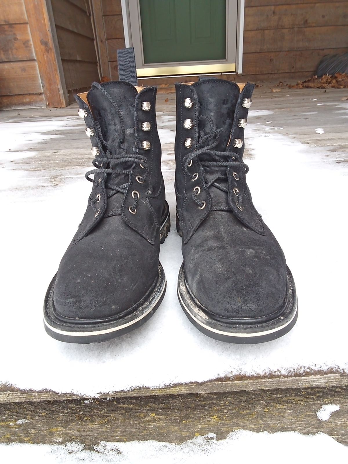 Photo by drew_gruff on December 2, 2025 of the Tricker's Burford Country Boot in C.F. Stead Black Waxy Commander Suede.