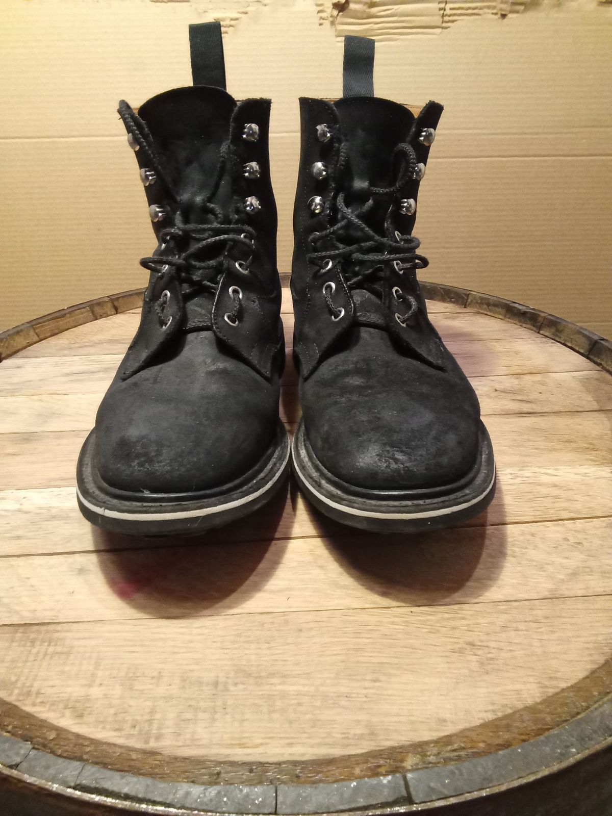 Photo by drew_gruff on January 1, 2026 of the Tricker's Burford Country Boot in C.F. Stead Black Waxy Commander Suede.
