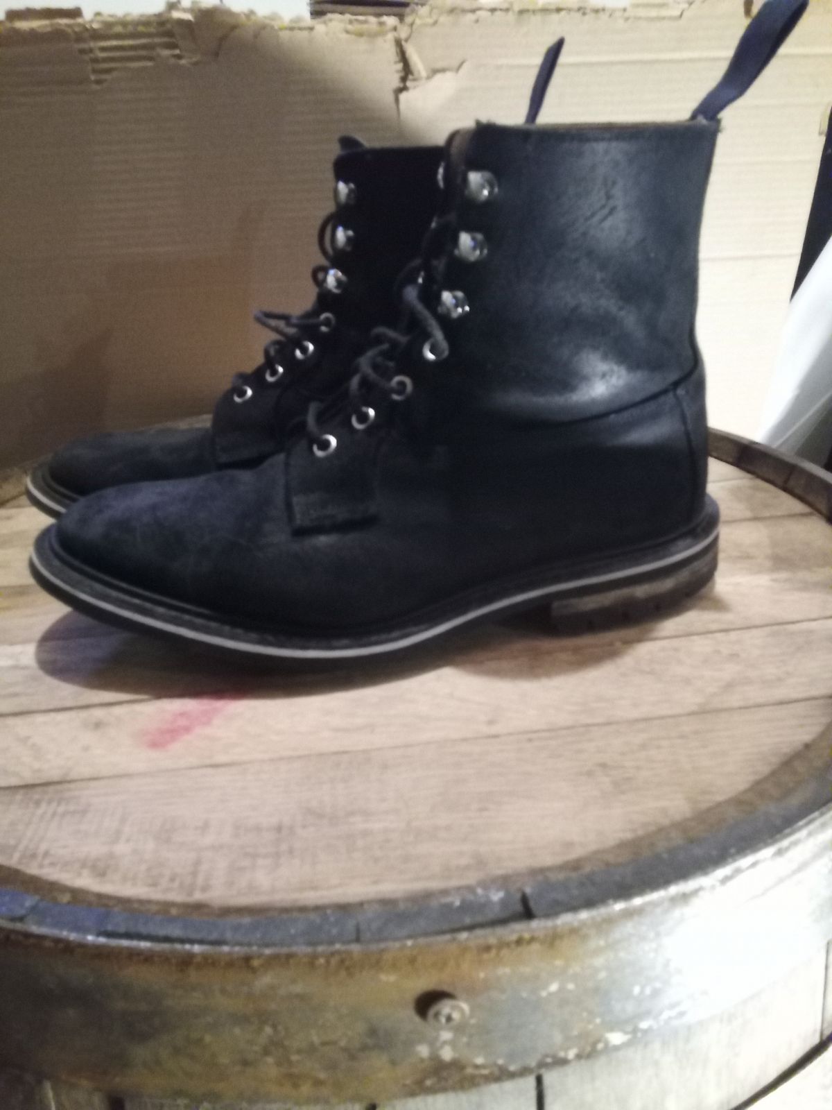 Photo by drew_gruff on February 2, 2026 of the Tricker's Burford Country Boot in C.F. Stead Black Waxy Commander Suede.