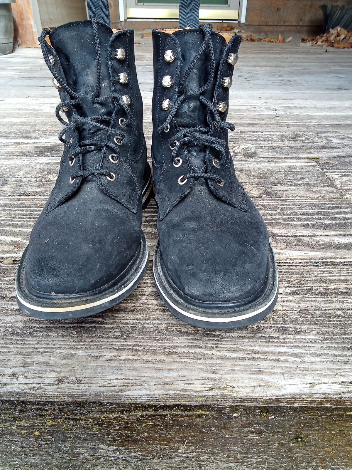 Photo by drew_gruff on March 2, 2026 of the Tricker's Burford Country Boot in C.F. Stead Black Waxy Commander Suede.