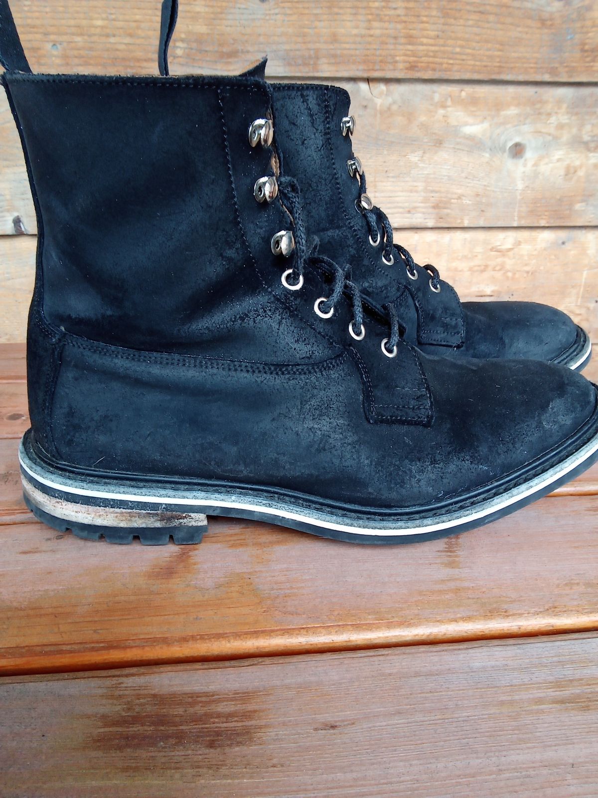 Photo by drew_gruff on April 2, 2026 of the Tricker's Burford Country Boot in C.F. Stead Black Waxy Commander Suede.