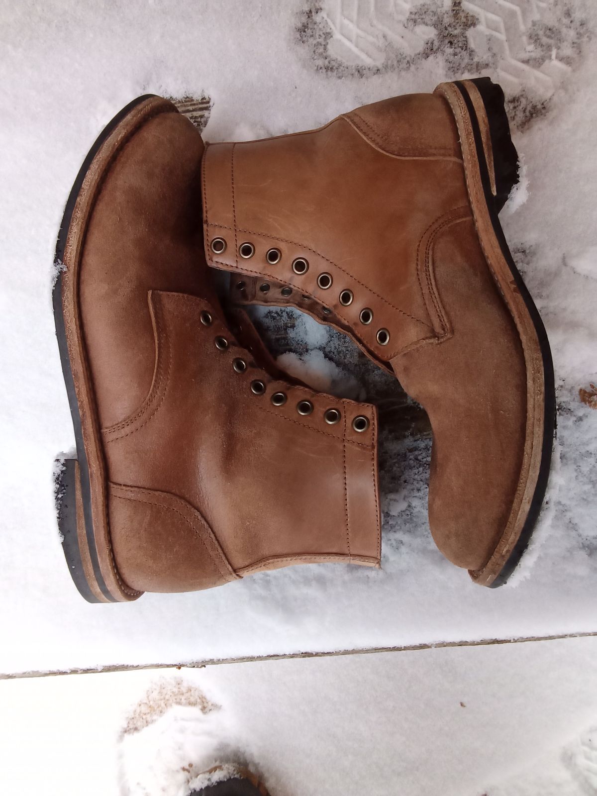 Photo by drew_gruff on January 5, 2025 of the Oak Street Bootmakers Trench Boot in Maryam Muschio Cavallo.
