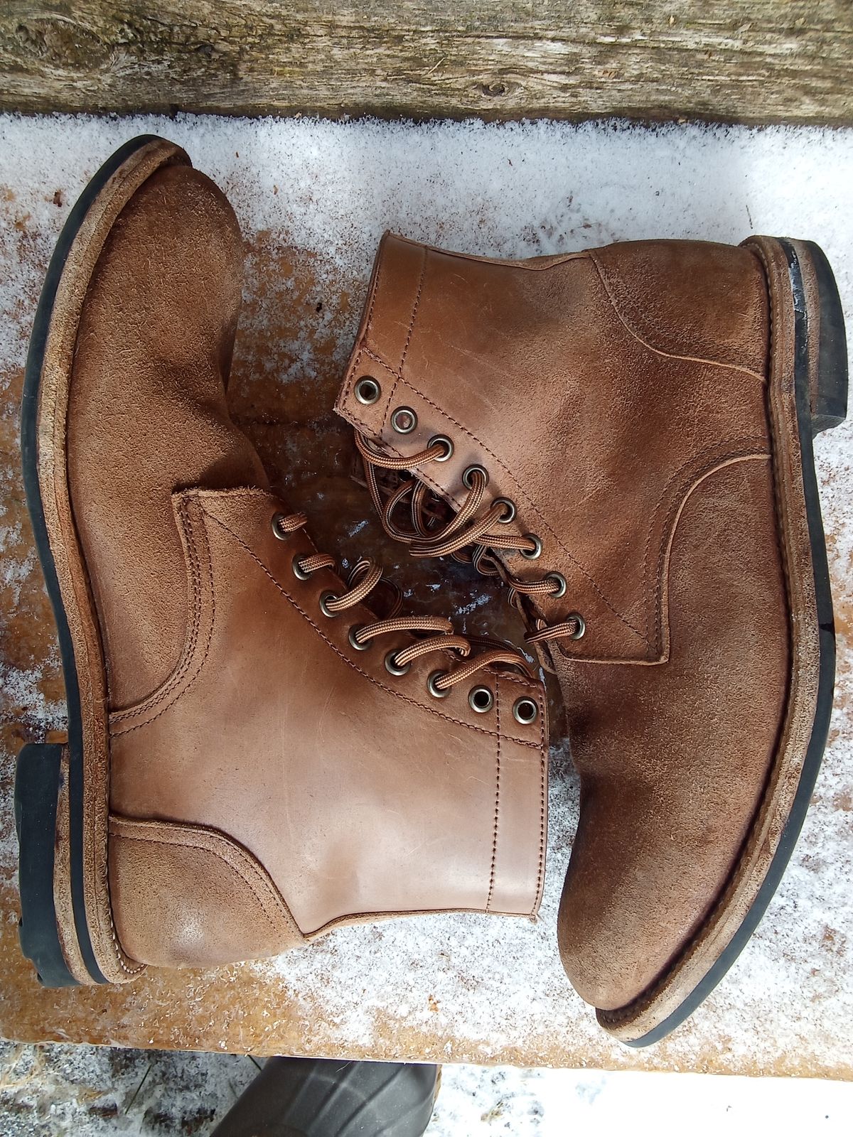 Photo by drew_gruff on March 2, 2025 of the Oak Street Bootmakers Trench Boot in Maryam Muschio Cavallo.