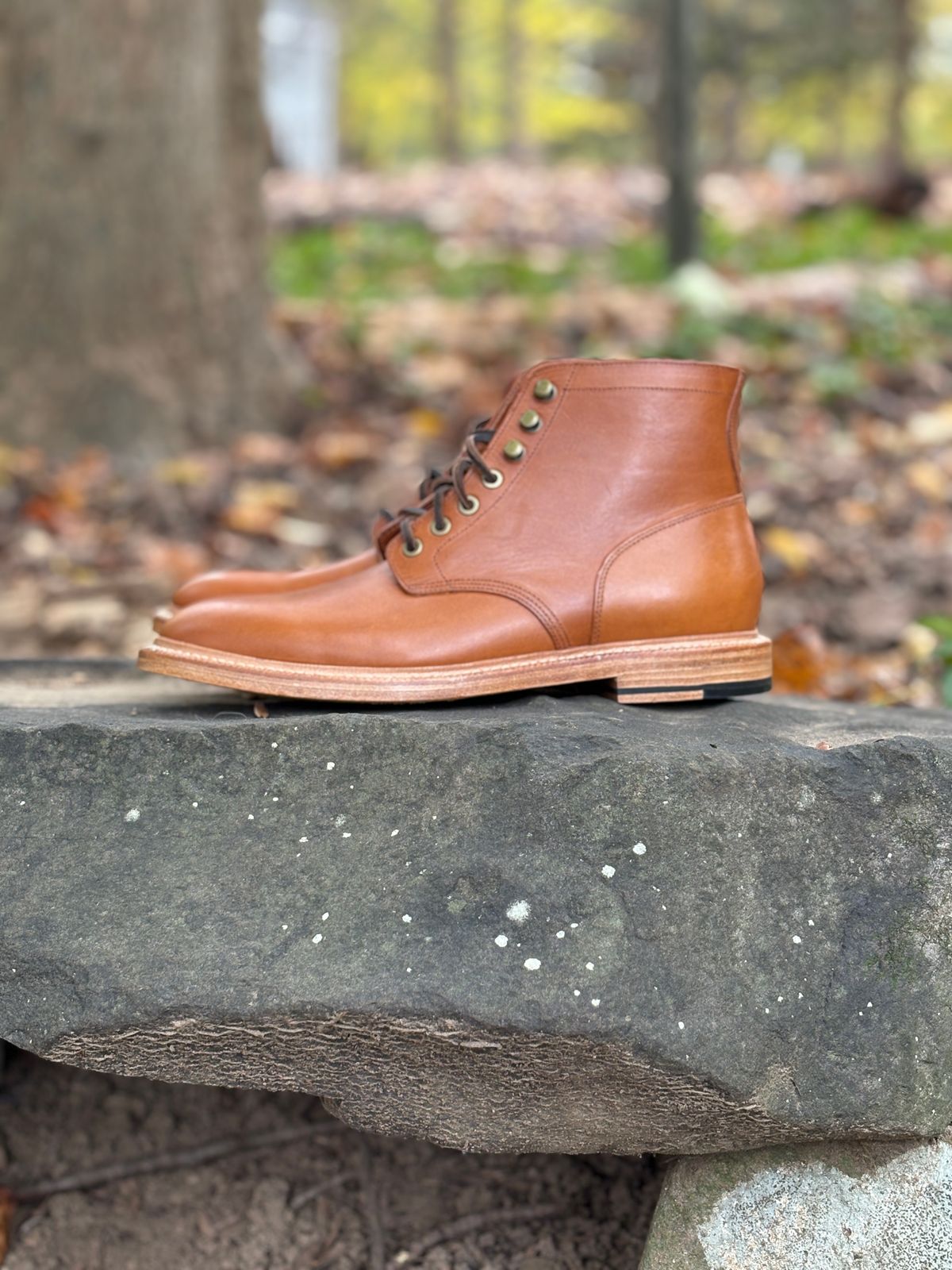 Photo by glassesRo on October 28, 2025 of the Grant Stone Diesel Boot in Badalassi Carlo Saddle Tan Minerva.