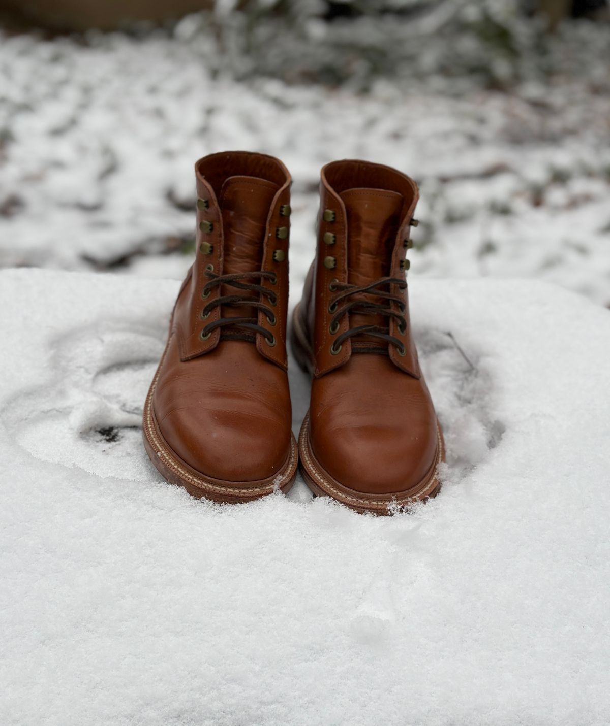 Photo by glassesRo on December 5, 2025 of the Grant Stone Diesel Boot in Badalassi Carlo Saddle Tan Minerva.