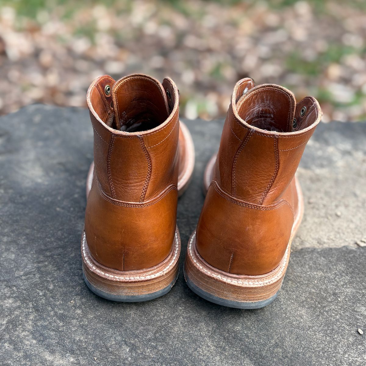 Photo by glassesRo on January 4, 2026 of the Grant Stone Diesel Boot in Badalassi Carlo Saddle Tan Minerva.