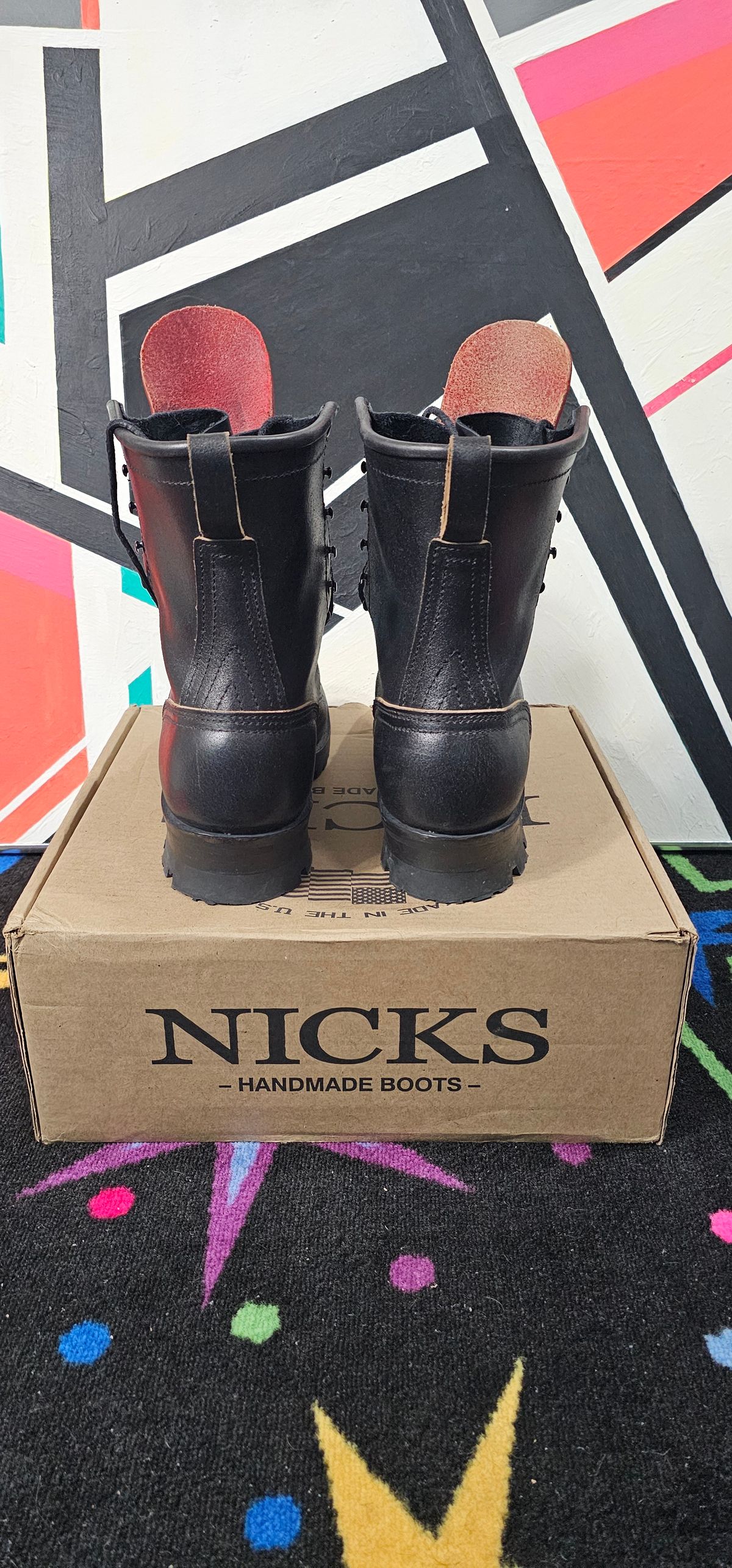 Photo by superkirbz13 on February 6, 2025 of the Nicks MTO in Horween Black Waxed Flesh.
