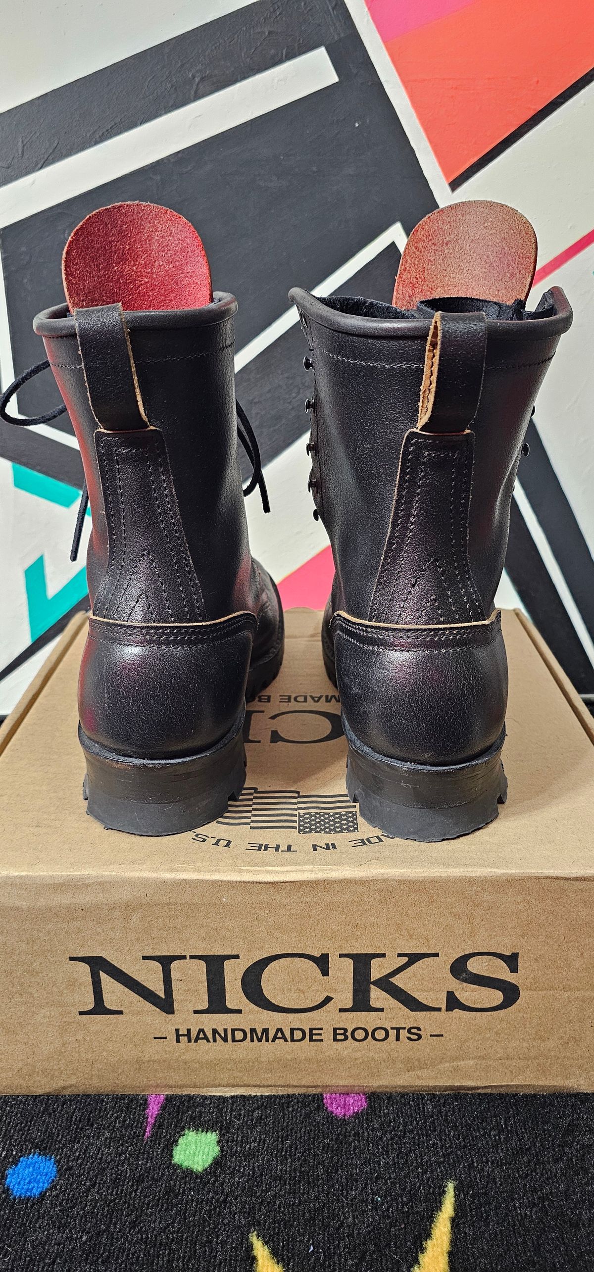 Photo by superkirbz13 on March 5, 2025 of the Nicks MTO in Horween Black Waxed Flesh.