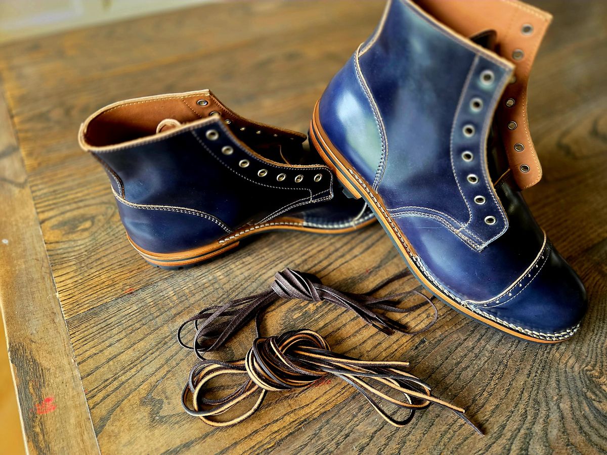 Photo by shellrolls on April 29, 2025 of the Truman Service Boot in Rocado Navy Shell Cordovan.