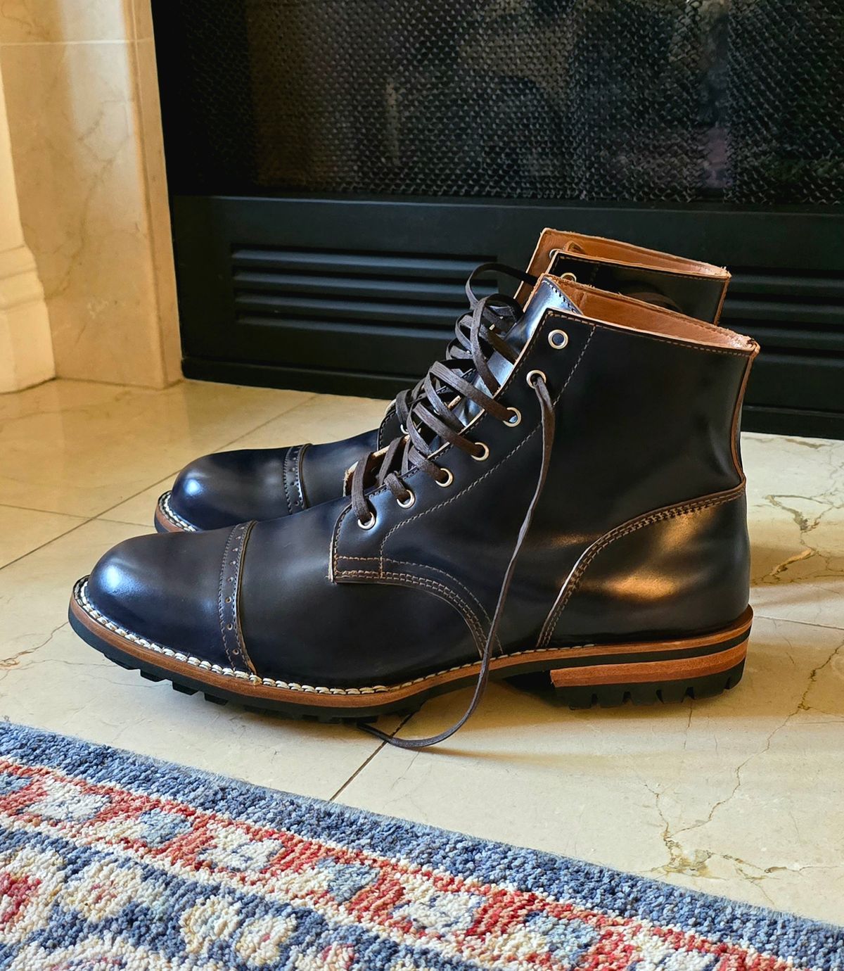 Photo by shellrolls on May 2, 2025 of the Truman Service Boot in Rocado Navy Shell Cordovan.