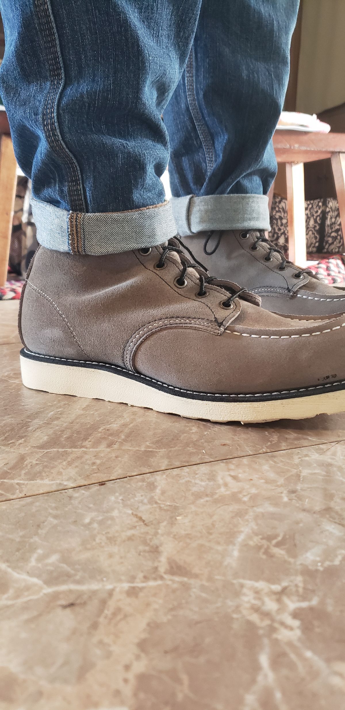 Photo by Phil_ejac on September 9, 2021 of the Red Wing 6-Inch Classic Moc in S.B. Foot Slate Muleskinner.