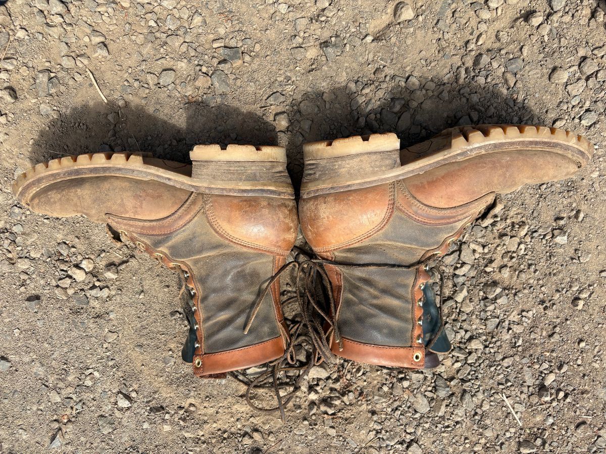 Photo by redmarengo on August 14, 2025 of the Frank's Boots Ryker AT in Wickett & Craig Russet Glazed Traditional Harness & Spruce Duck Canvas.