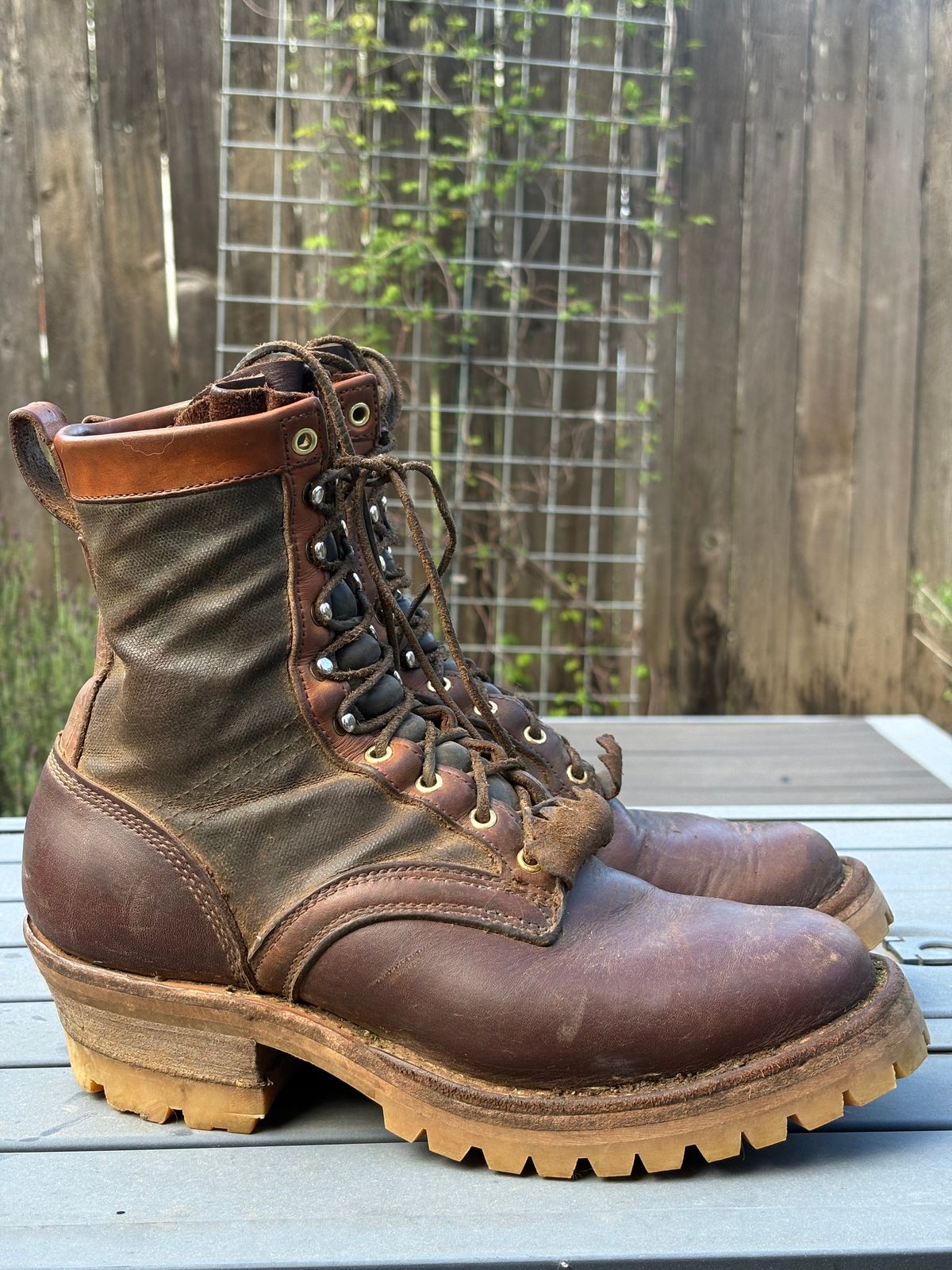 Photo by redmarengo on April 28, 2026 of the Frank's Boots Ryker AT in Wickett & Craig Russet Glazed Traditional Harness & Spruce Duck Canvas.