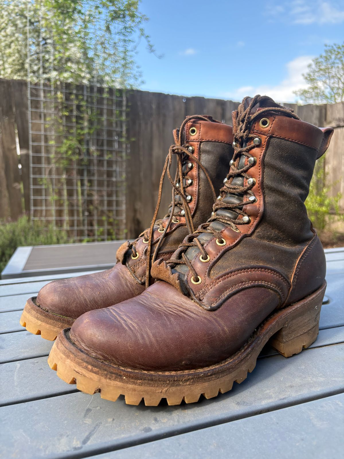 Photo by redmarengo on April 28, 2026 of the Frank's Boots Ryker AT in Wickett & Craig Russet Glazed Traditional Harness & Spruce Duck Canvas.