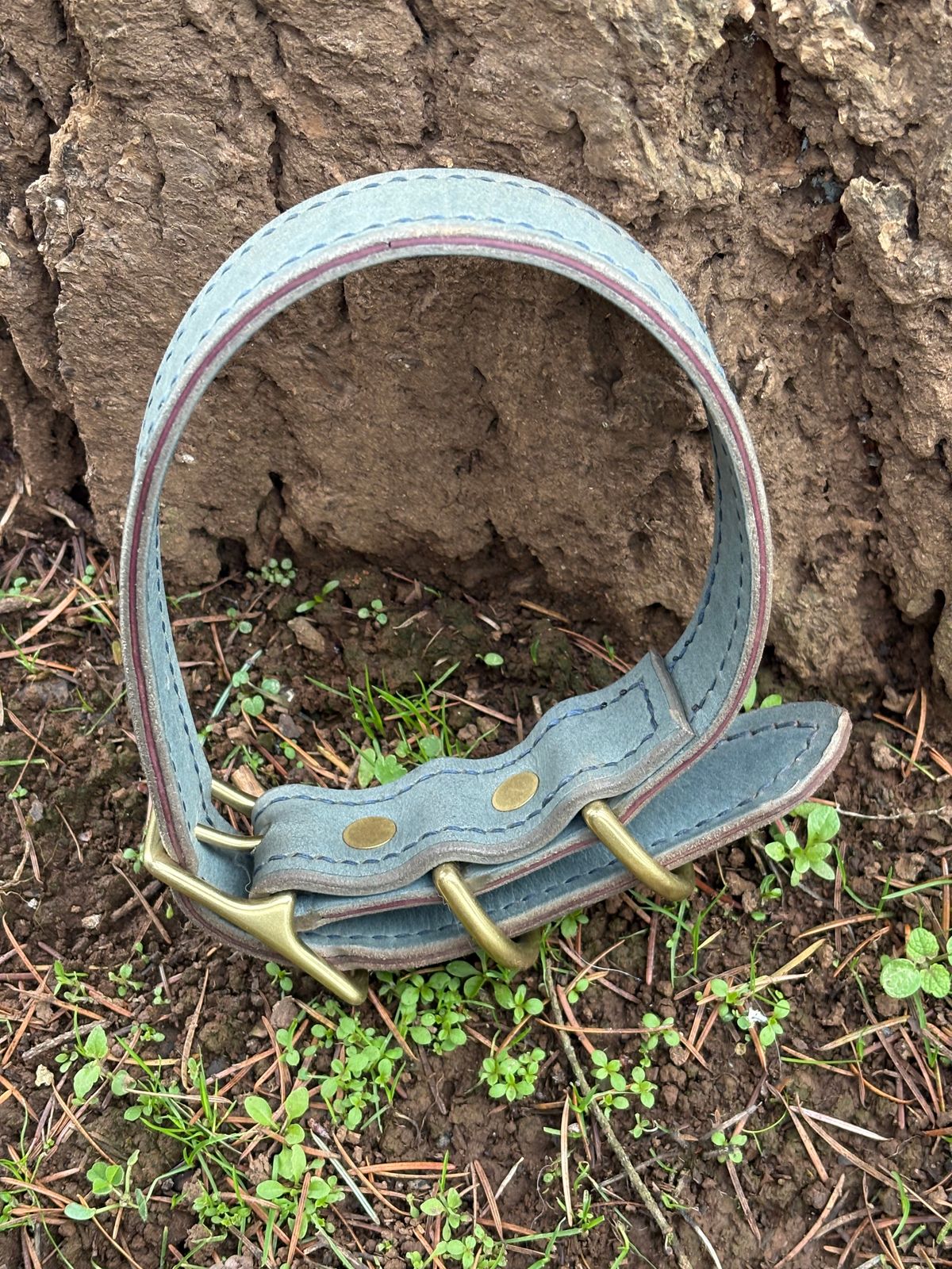 Photo by redmarengo on December 1, 2025 of the Green Hollow Gear Field Friend in Horween Storm Blue Cypress & Korba Purple Calf.