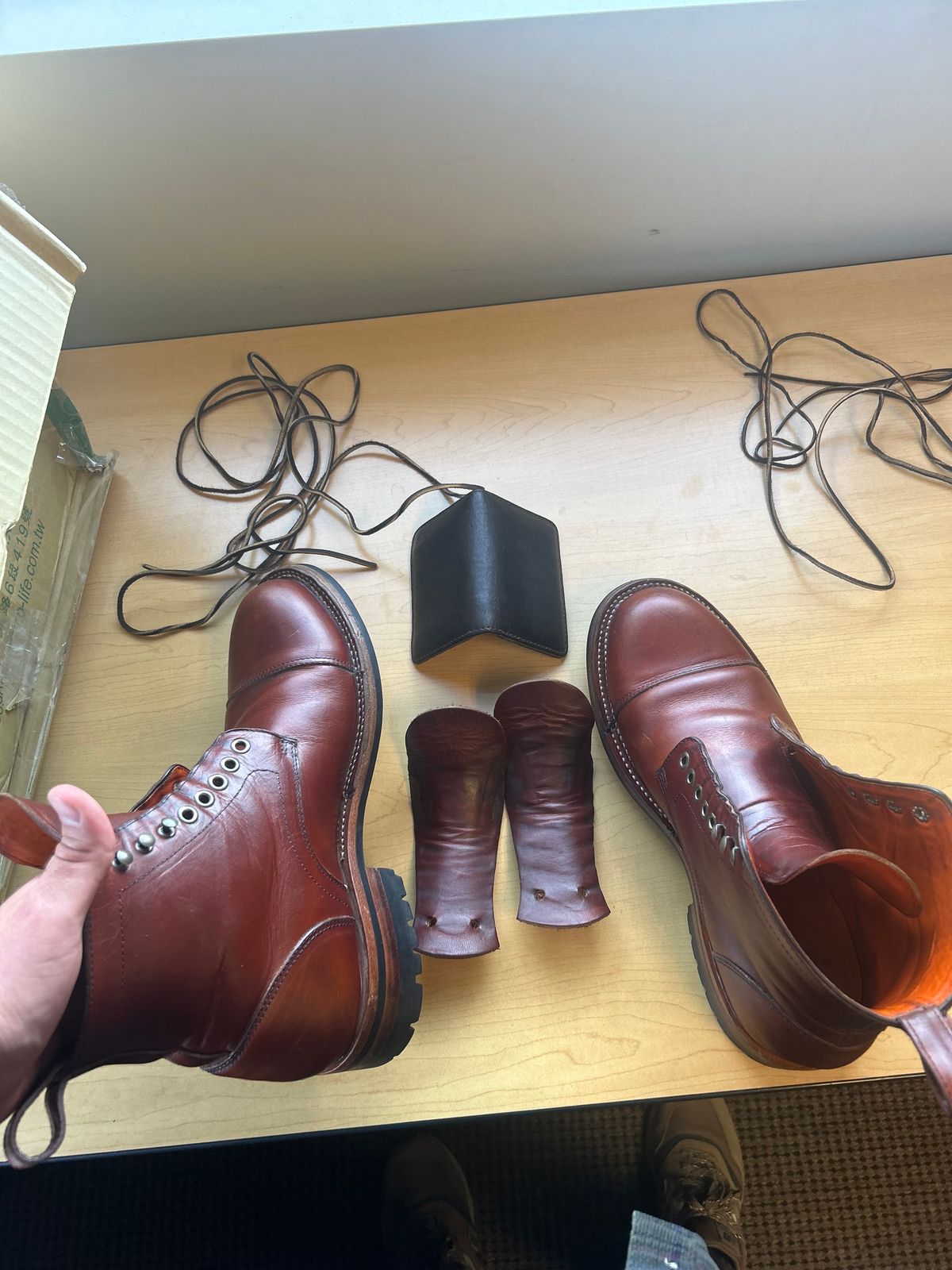 Photo by keithy on October 8, 2024 of the Bordon Tukano Boots in Wickett & Craig Tan Oiled Latigo.