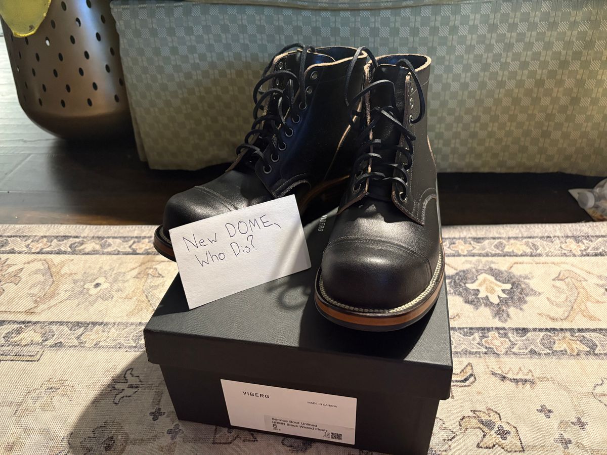 Photo by BootChemist on October 3, 2025 of the Viberg Service Boot in Horween Black Waxed Flesh.