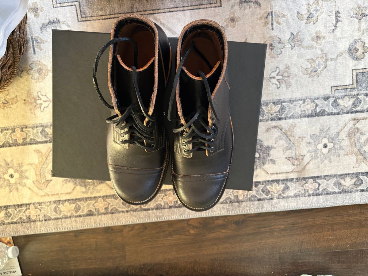 Photo by BootChemist on October 3, 2025 of the Viberg Service Boot in Horween Black Waxed Flesh.
