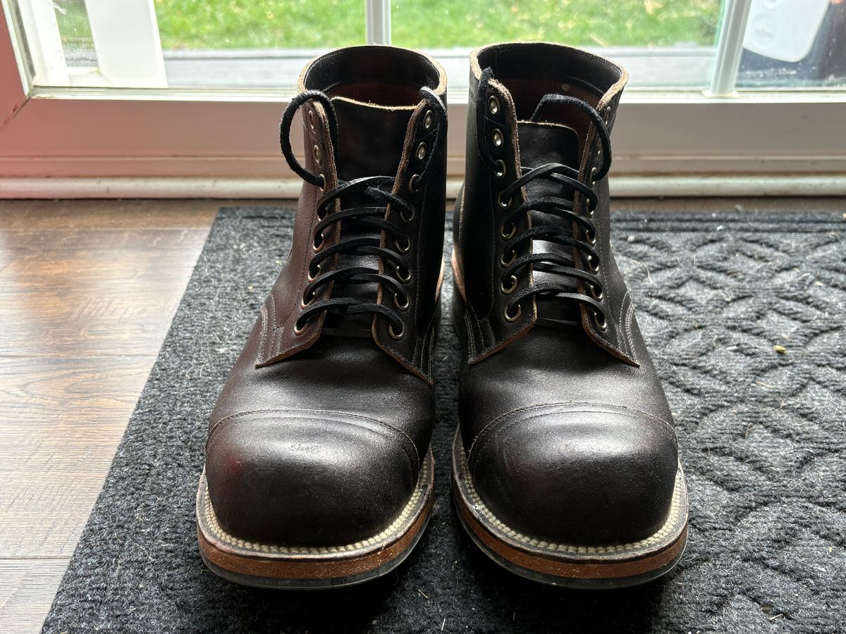Photo by BootChemist on November 5, 2025 of the Viberg Service Boot in Horween Black Waxed Flesh.
