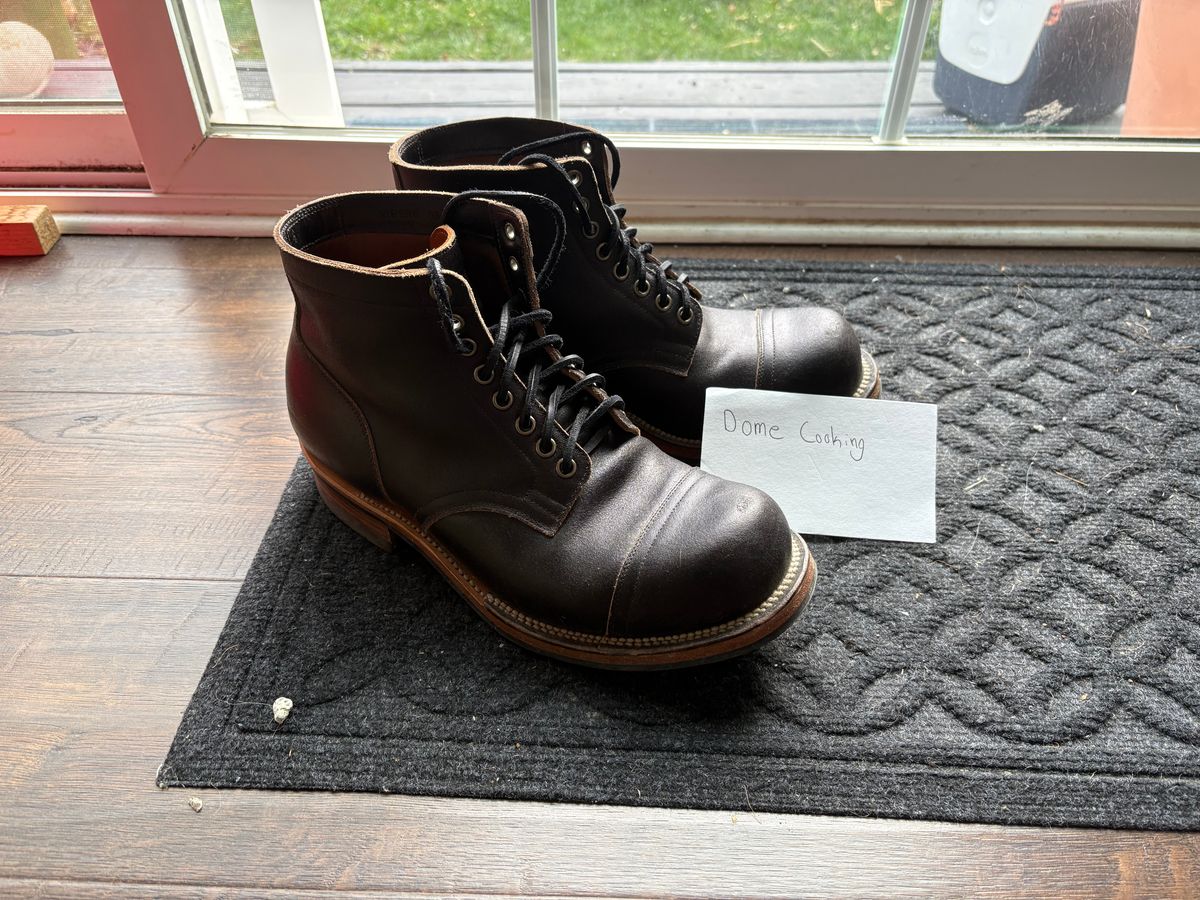 Photo by BootChemist on November 5, 2025 of the Viberg Service Boot in Horween Black Waxed Flesh.