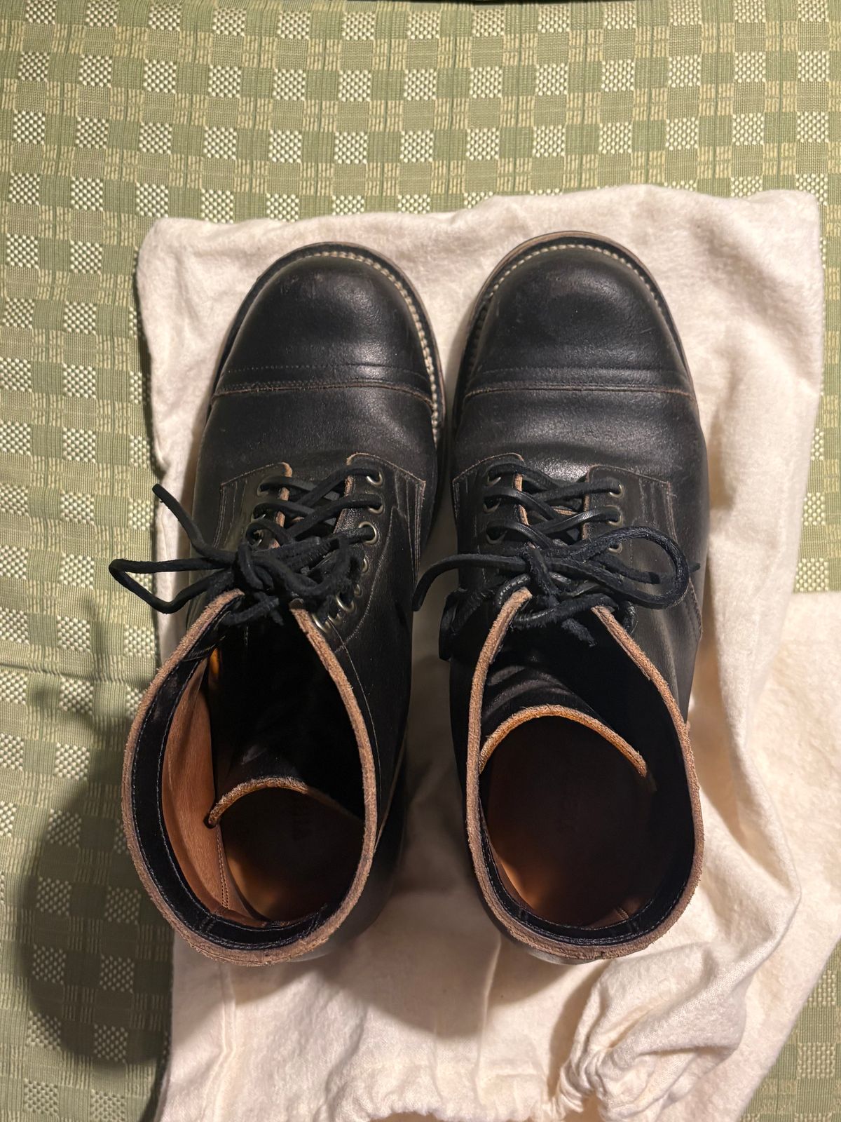 Photo by BootChemist on December 6, 2025 of the Viberg Service Boot in Horween Black Waxed Flesh.