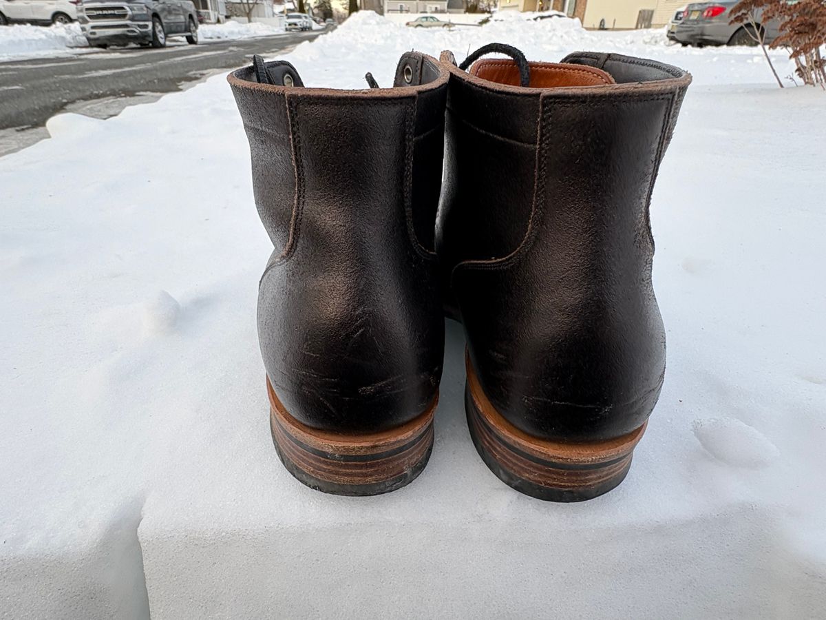 Photo by BootChemist on January 31, 2026 of the Viberg Service Boot in Horween Black Waxed Flesh.