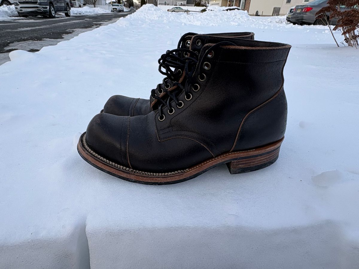 Photo by BootChemist on January 31, 2026 of the Viberg Service Boot in Horween Black Waxed Flesh.