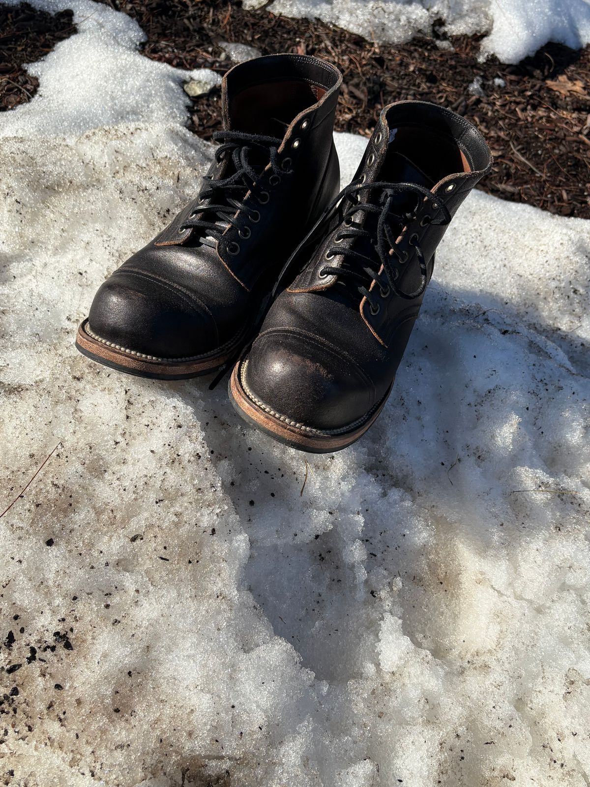 Photo by BootChemist on March 1, 2026 of the Viberg Service Boot in Horween Black Waxed Flesh.