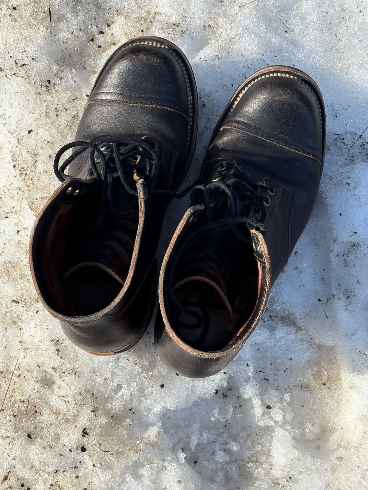 Photo by BootChemist on March 1, 2026 of the Viberg Service Boot in Horween Black Waxed Flesh.
