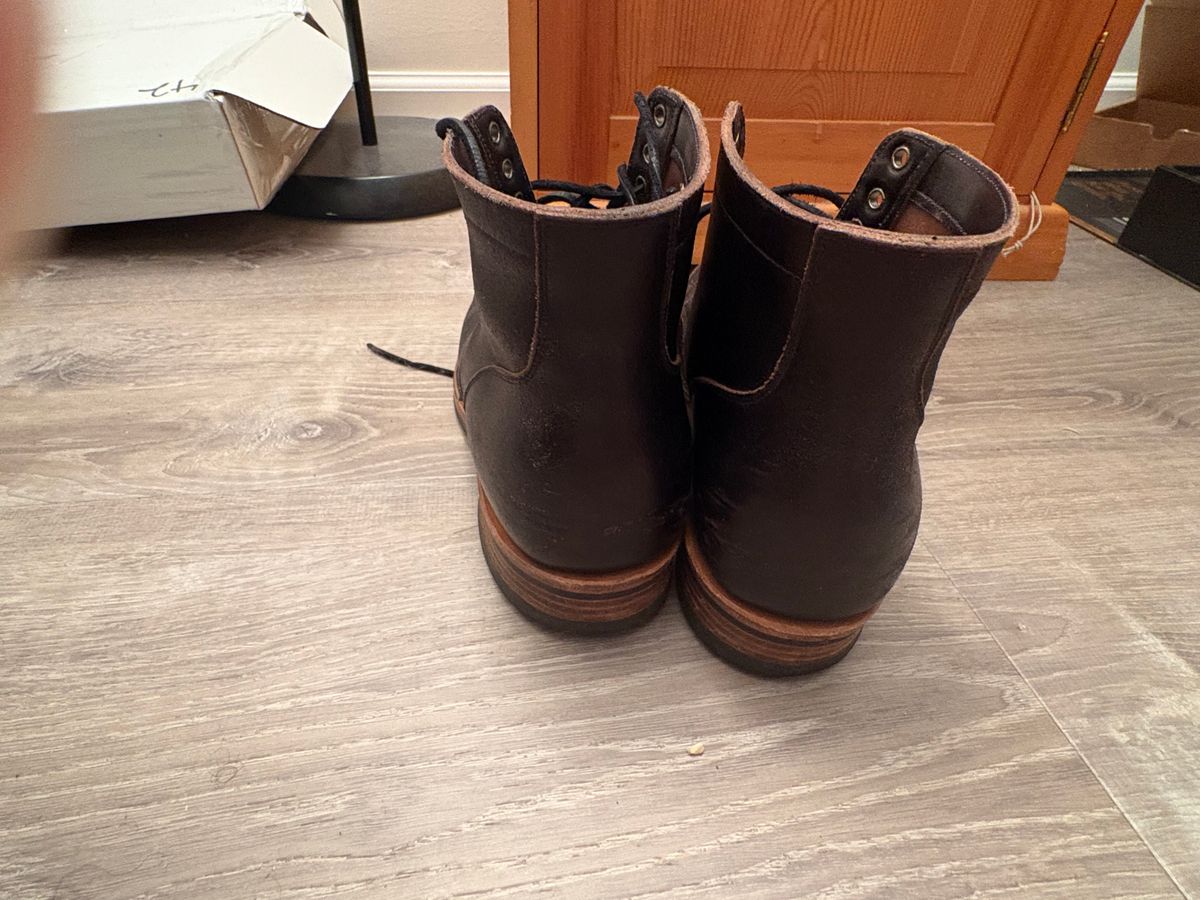 Photo by BootChemist on April 6, 2026 of the Viberg Service Boot in Horween Black Waxed Flesh.