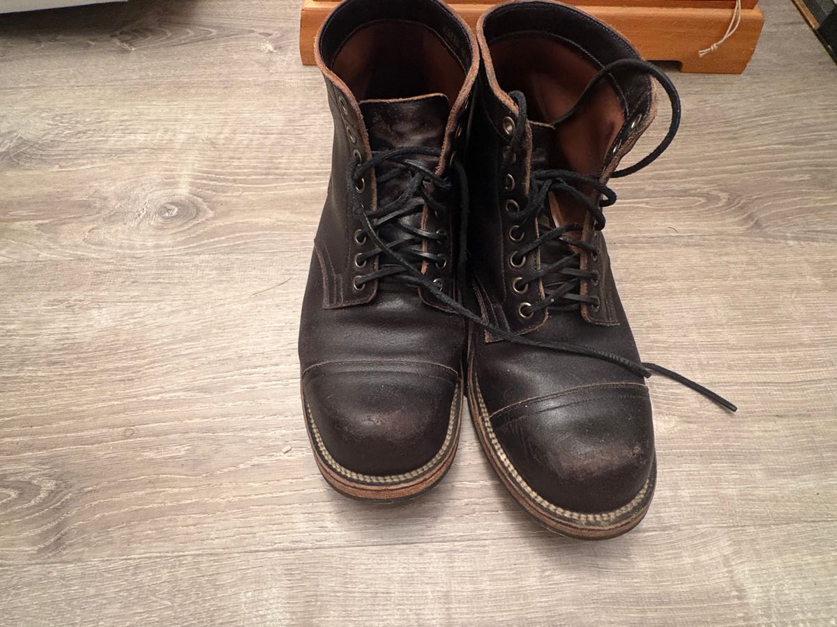 Photo by BootChemist on April 6, 2026 of the Viberg Service Boot in Horween Black Waxed Flesh.