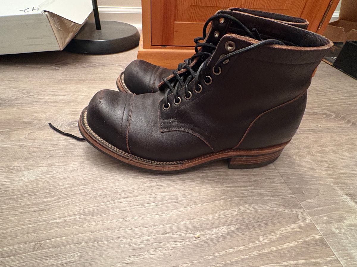 Photo by BootChemist on April 6, 2026 of the Viberg Service Boot in Horween Black Waxed Flesh.
