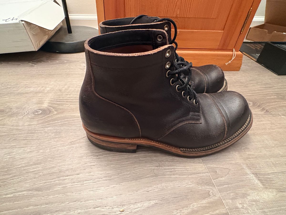 Photo by BootChemist on April 6, 2026 of the Viberg Service Boot in Horween Black Waxed Flesh.