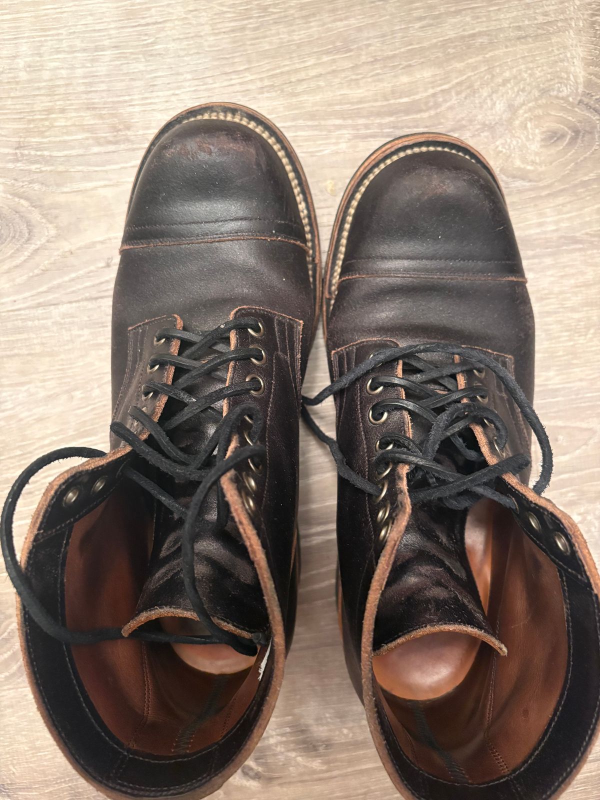 Photo by BootChemist on April 6, 2026 of the Viberg Service Boot in Horween Black Waxed Flesh.