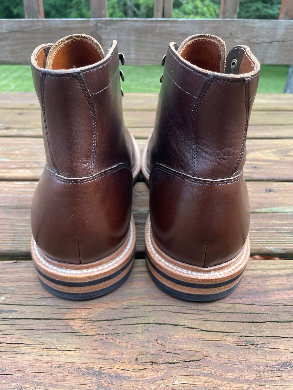 Photo by GTOby04 on June 24, 2025 of the Grant Stone Diesel Boot in Horween Crimson Chromexcel.