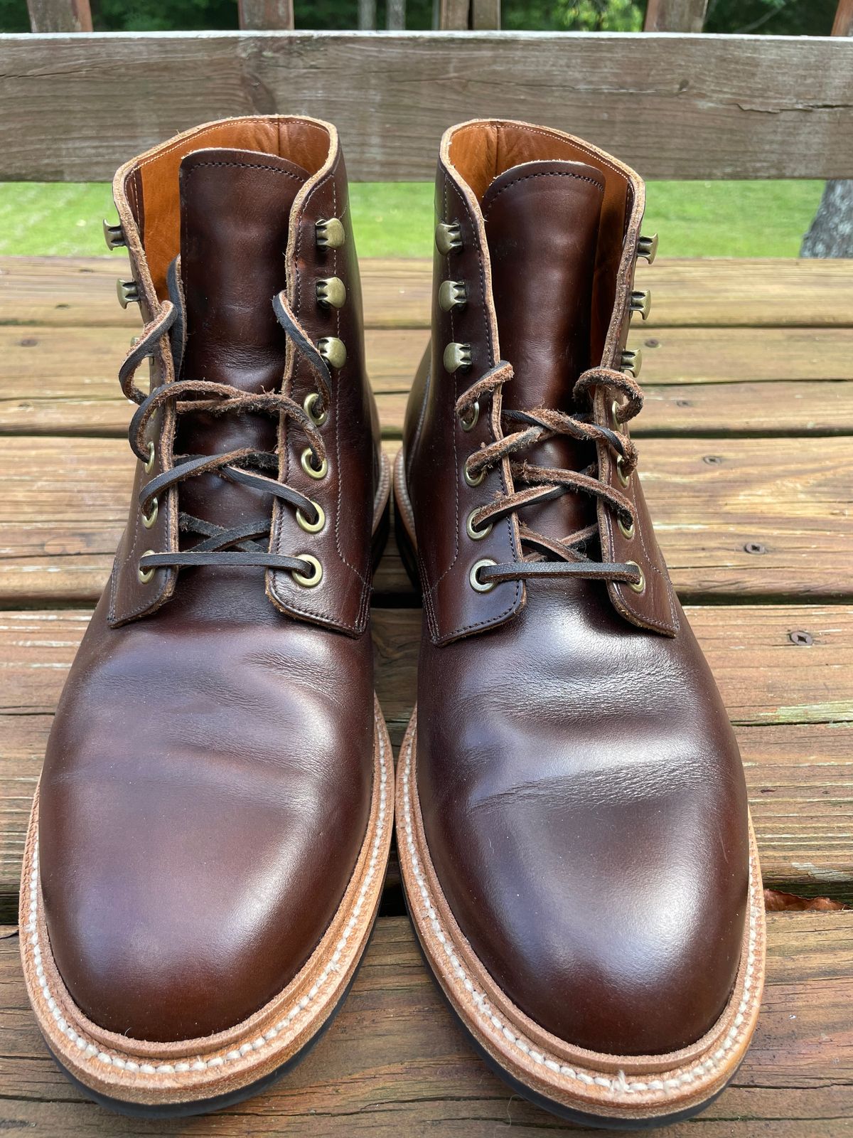 Photo by GTOby04 on June 24, 2025 of the Grant Stone Diesel Boot in Horween Crimson Chromexcel.