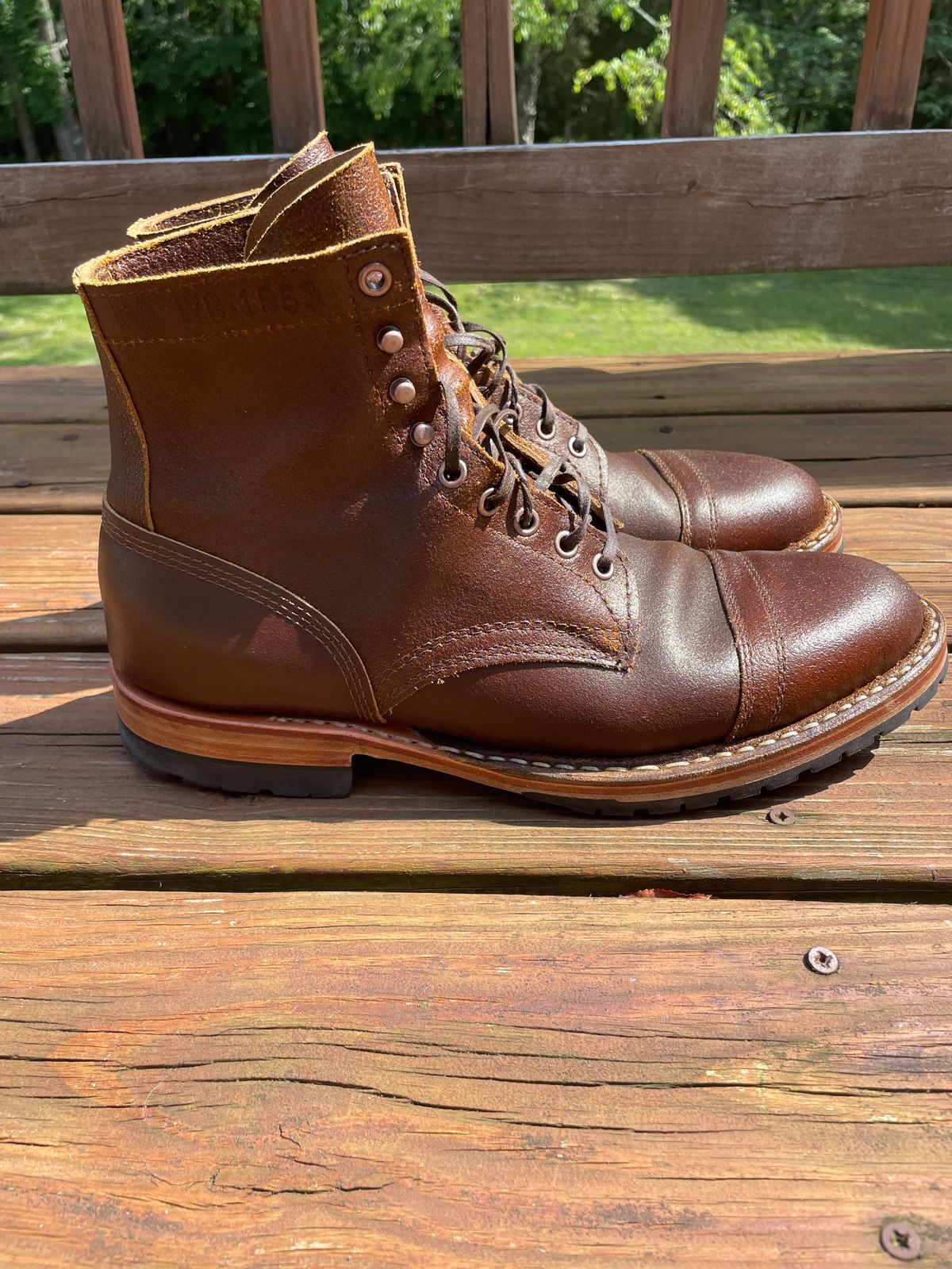 Photo by GTOby04 on June 24, 2025 of the White's MP-Sherman Toe Cap in Horween Cinnamon Waxed Flesh.
