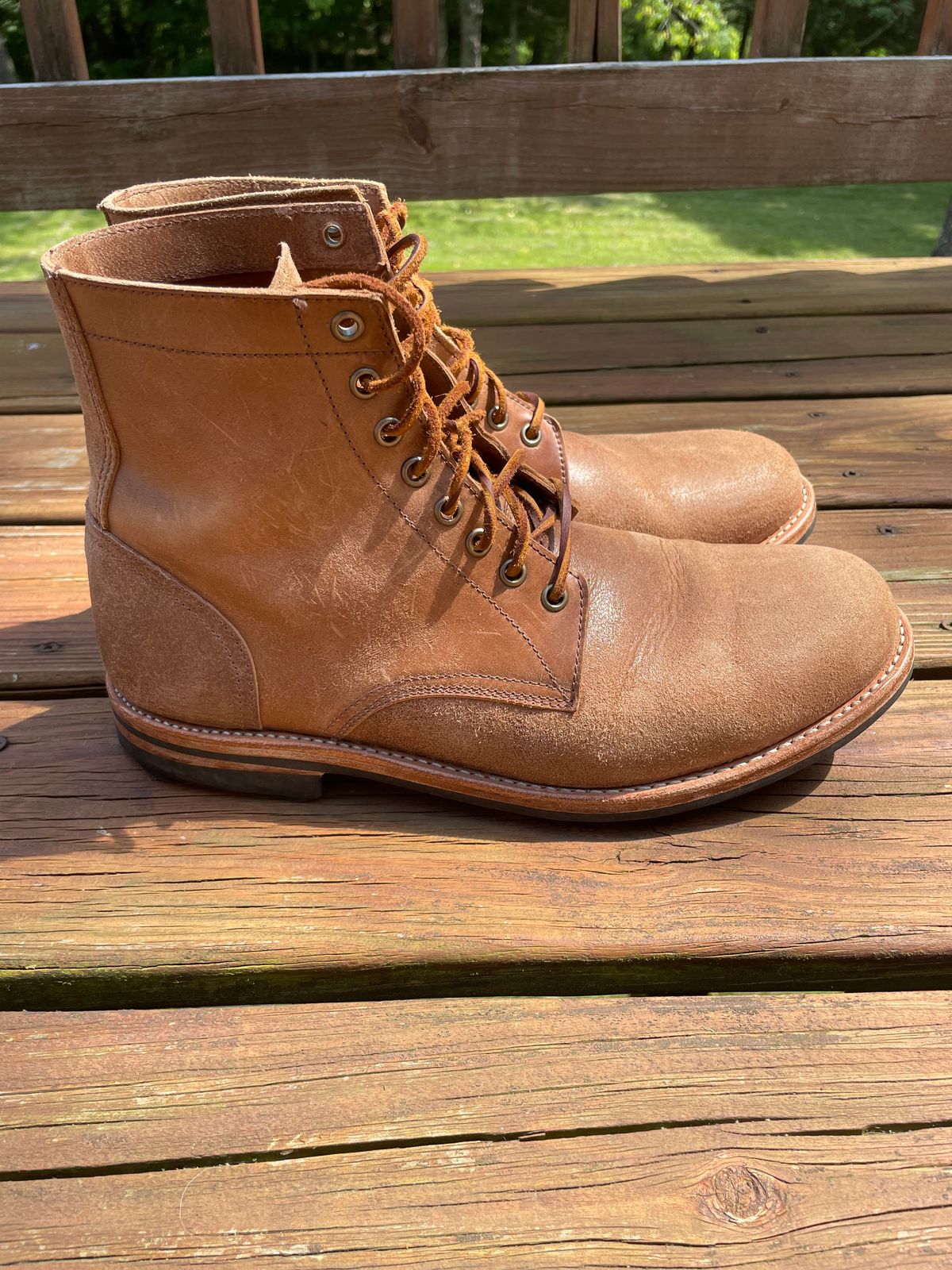 Photo by GTOby04 on June 24, 2025 of the Oak Street Bootmakers Trench Boot in Maryam Cullata Cavallo (Reverse Horse Rump).
