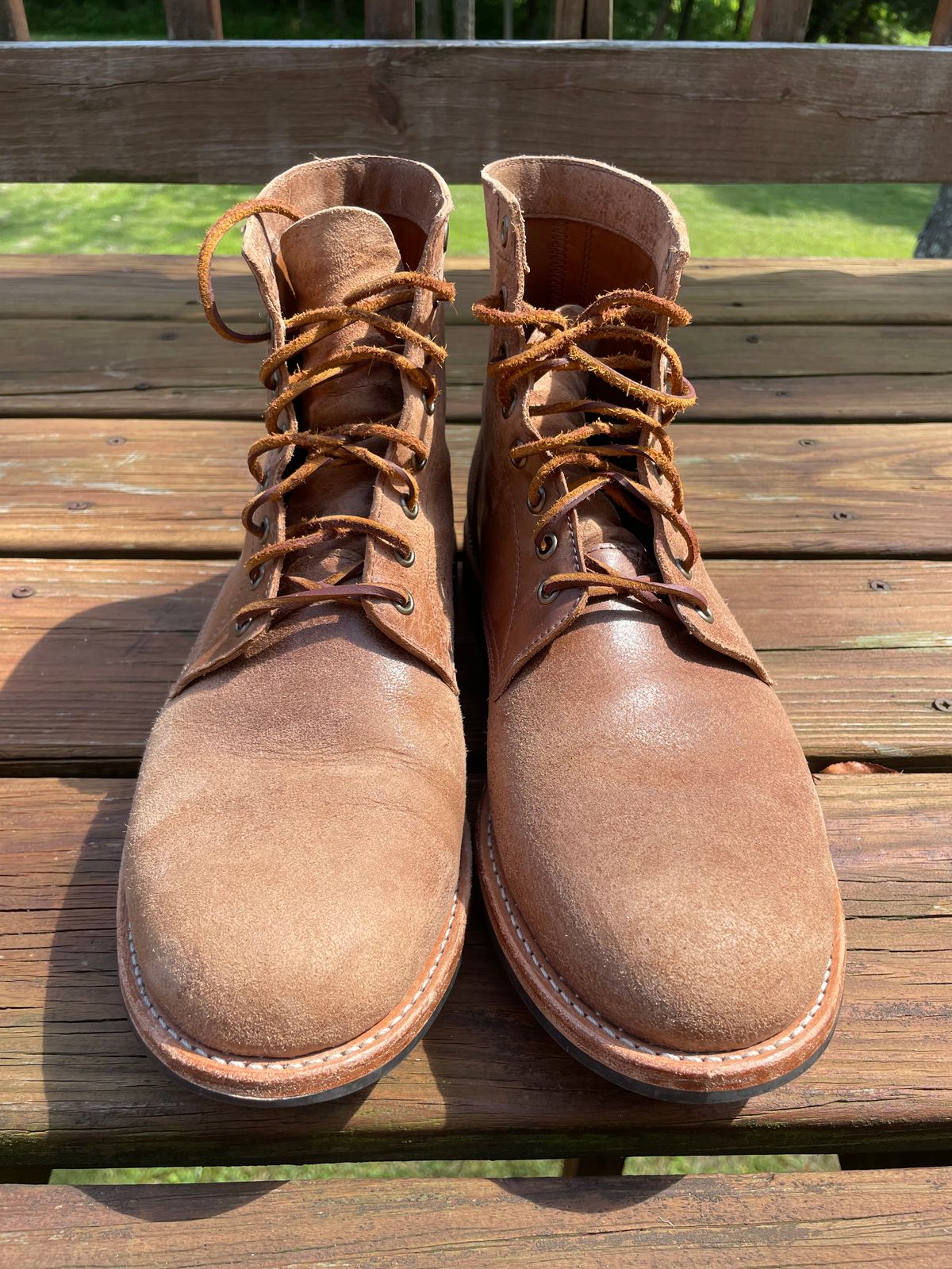 Photo by GTOby04 on June 24, 2025 of the Oak Street Bootmakers Trench Boot in Maryam Cullata Cavallo (Reverse Horse Rump).