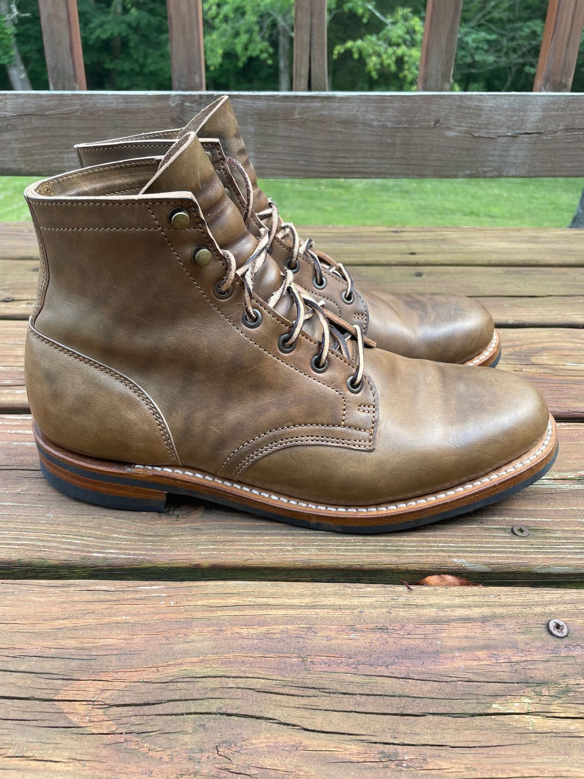 Photo by GTOby04 on June 24, 2025 of the Truman Plain Toe Boot in Guidi Vintage Military Horse Rump.