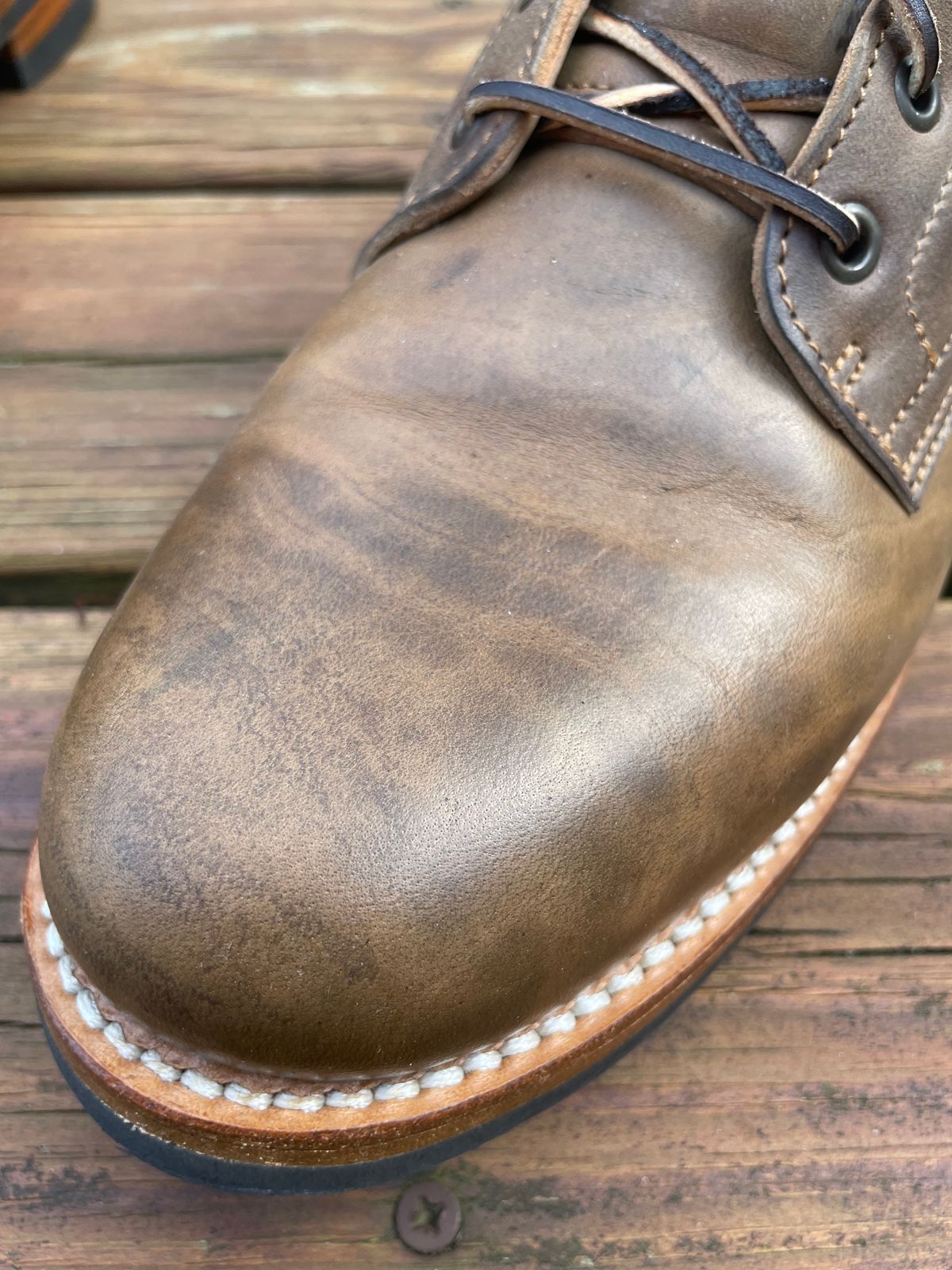 Photo by GTOby04 on June 24, 2025 of the Truman Plain Toe Boot in Guidi Vintage Military Horse Rump.