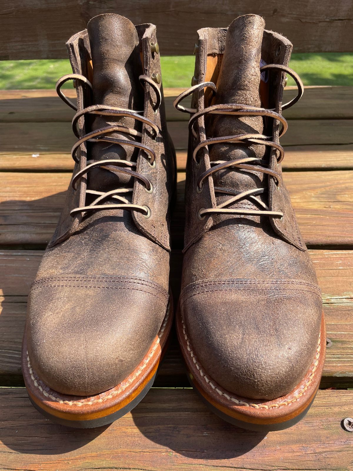 Photo by GTOby04 on June 24, 2025 of the Truman Cap Toe Boot in C.F. Stead Stone Rambler.