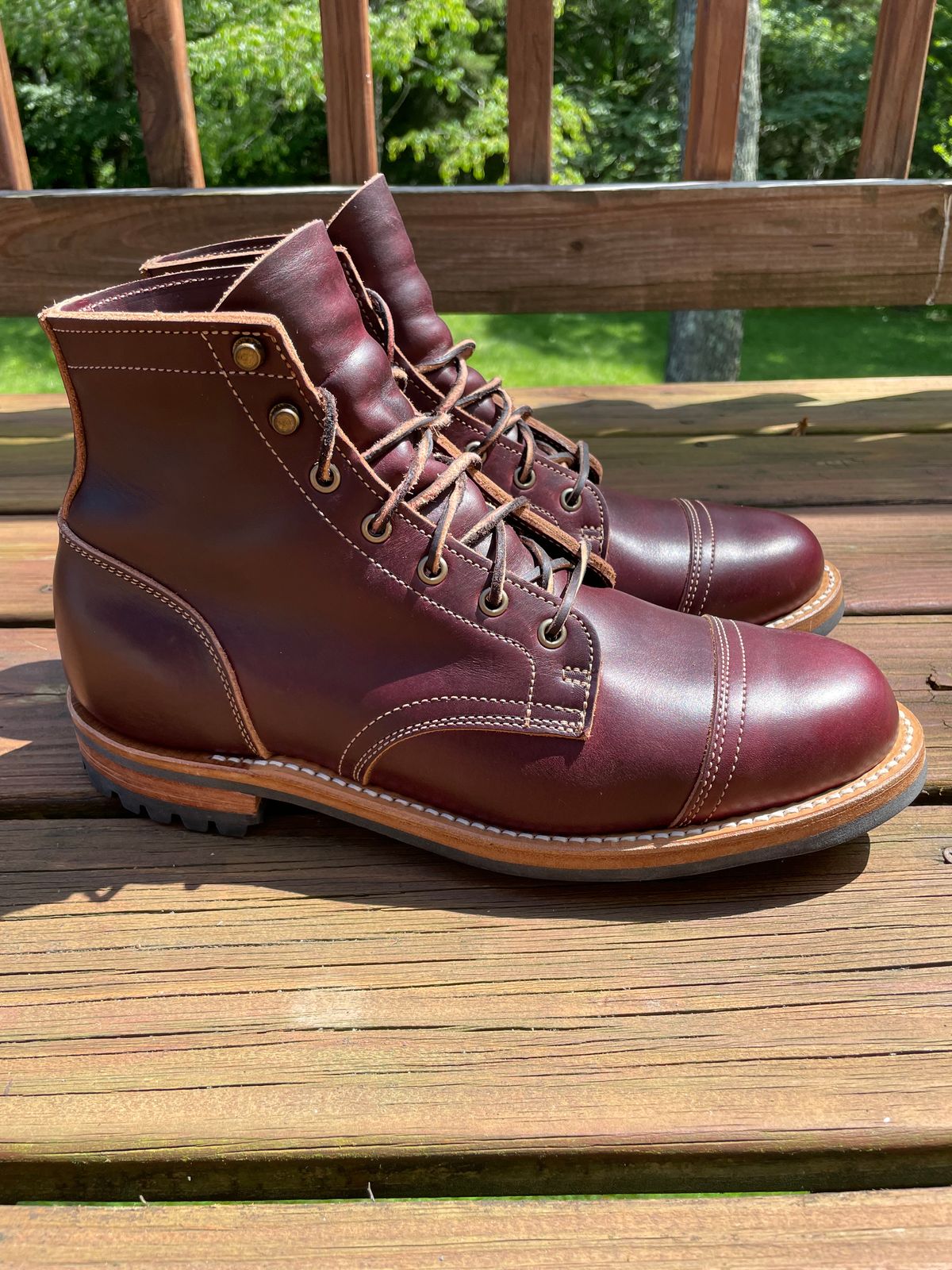 Photo by GTOby04 on June 23, 2025 of the Truman Cap Toe Boot in Seidel Oxblood Double Shot.