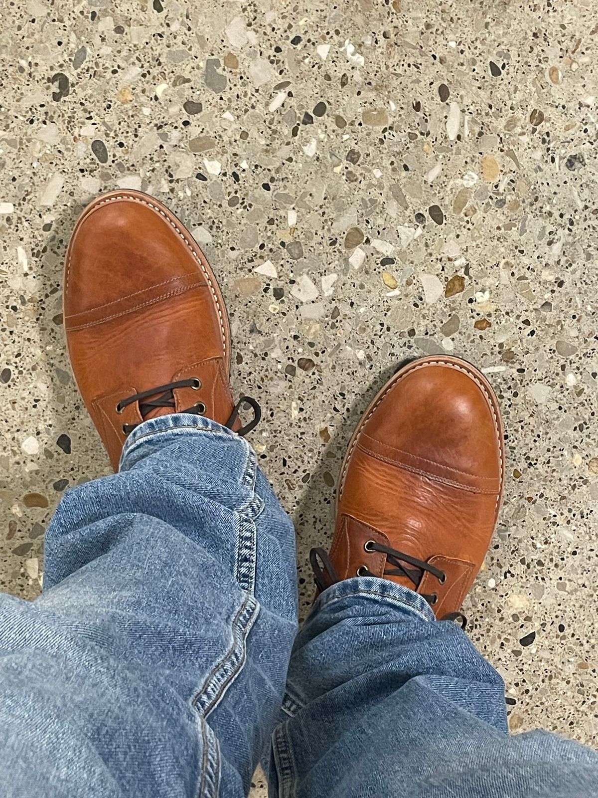 Photo by GTOby04 on January 30, 2026 of the Oak Street Bootmakers Trench Boot in Horween English Tan Dublin.